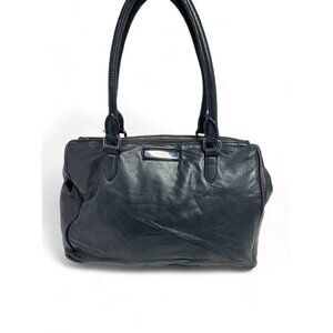 DKNY Donna Karan Soft Leather Shoulder Bag Black Triple Compartments 16"W x 10"H